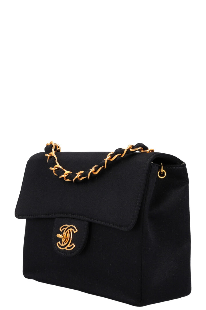 CHANEL Mini Square Satin Crossbody Bag Black