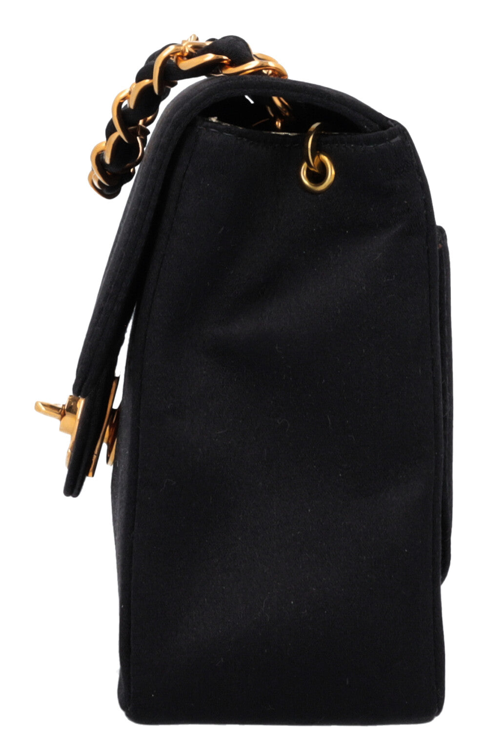 CHANEL Mini Square Satin Crossbody Bag Black