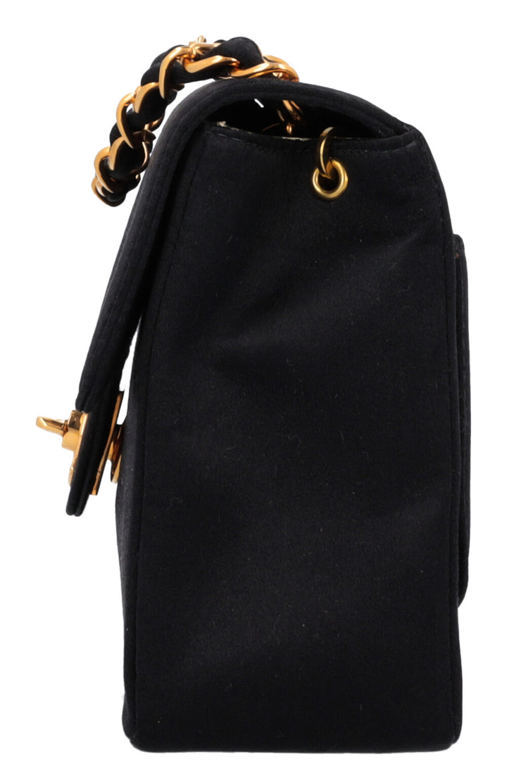 CHANEL Mini Square Satin Crossbody Bag Black