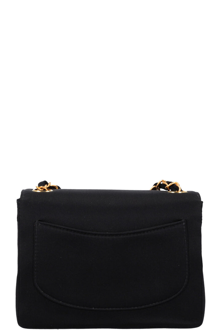 CHANEL Mini Square Satin Crossbody Bag Black
