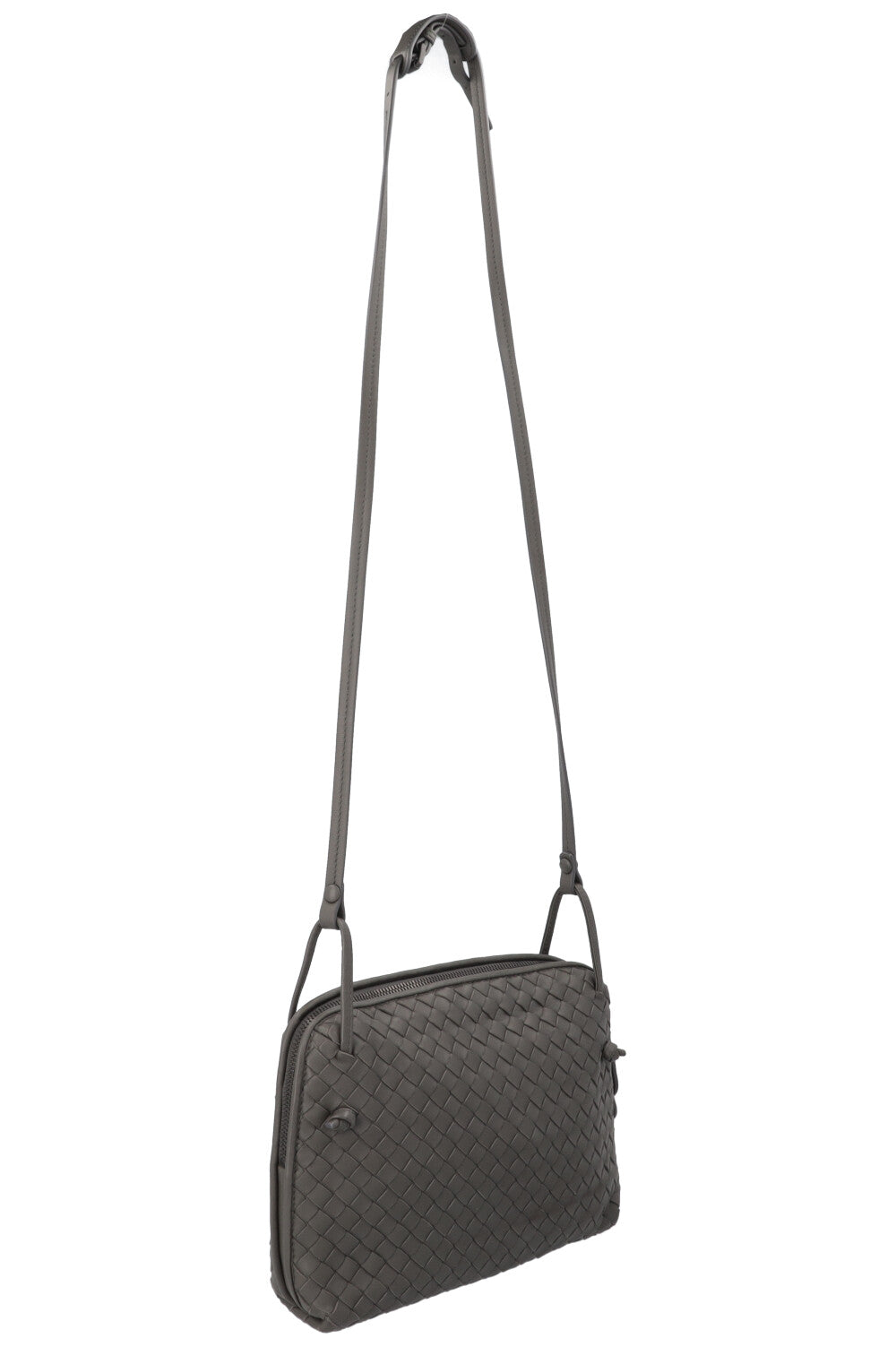 BOTTEGA VENETA Nodini Crossbody Bag Intrecciato Grey