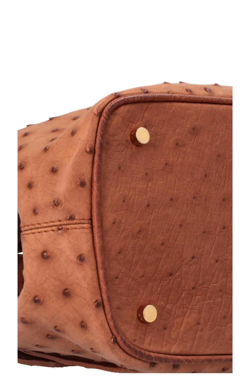 LORO PIANA Globe Tote Bag Ostrich Cognac