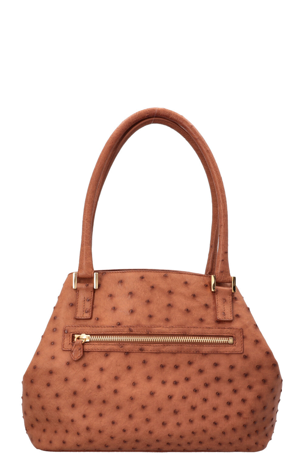 LORO PIANA Globe Tote Bag Ostrich Cognac
