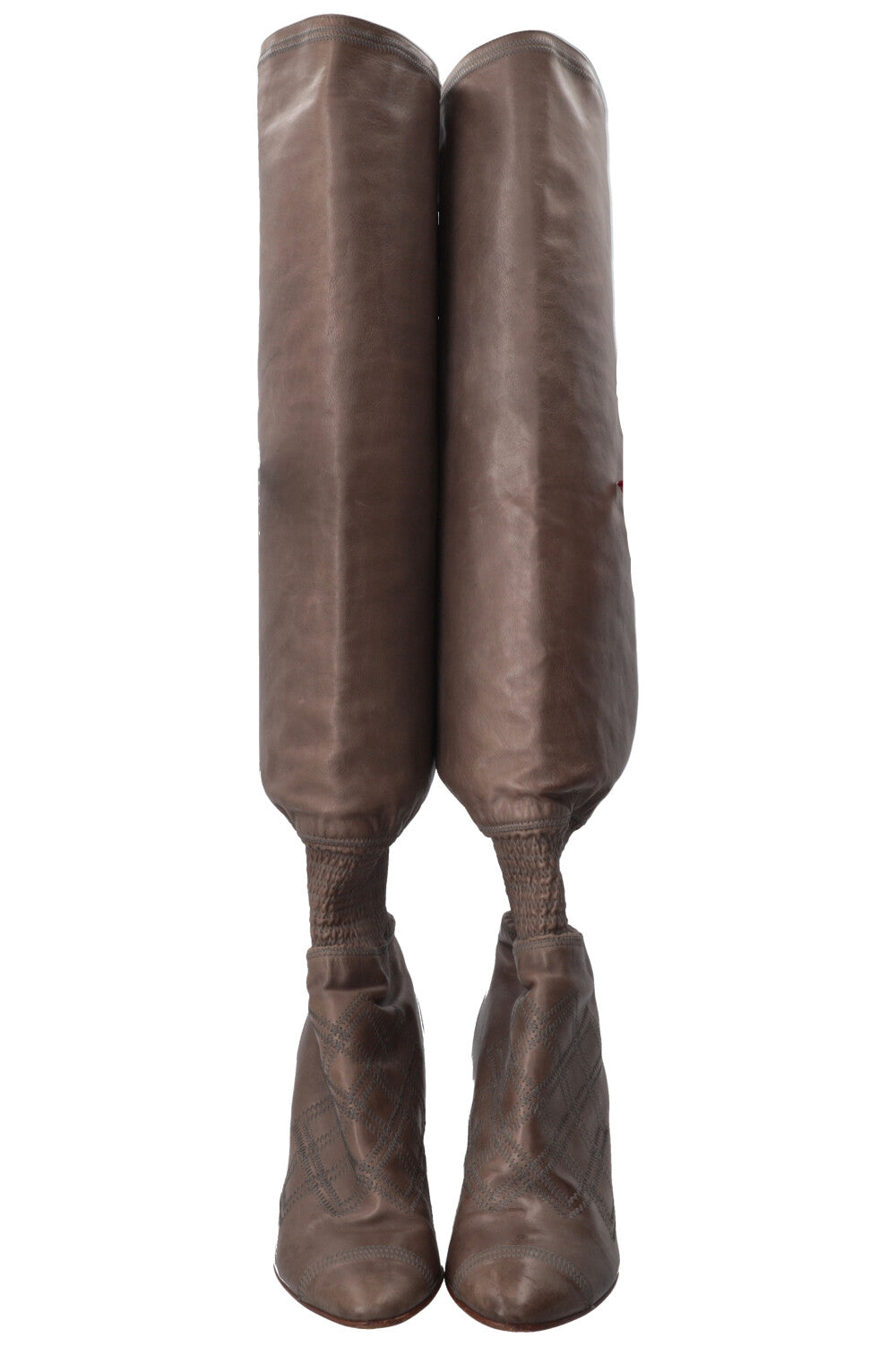 CHANEL Knee High Boots Brown/Grey