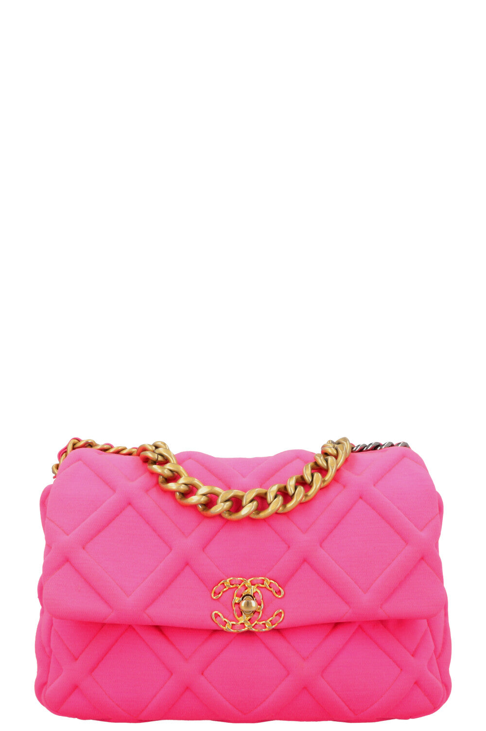 CHANEL 19 Medium Crossbody Bag Neon Pink Canvas