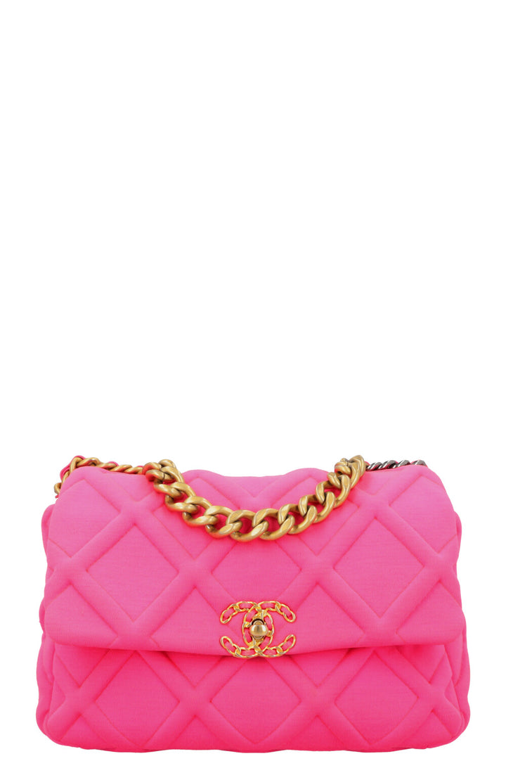 CHANEL 19 Medium Crossbody Bag Neon Pink Canvas