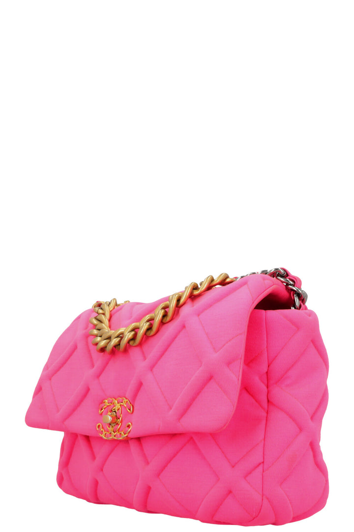 CHANEL 19 Medium Crossbody Bag Neon Pink Canvas