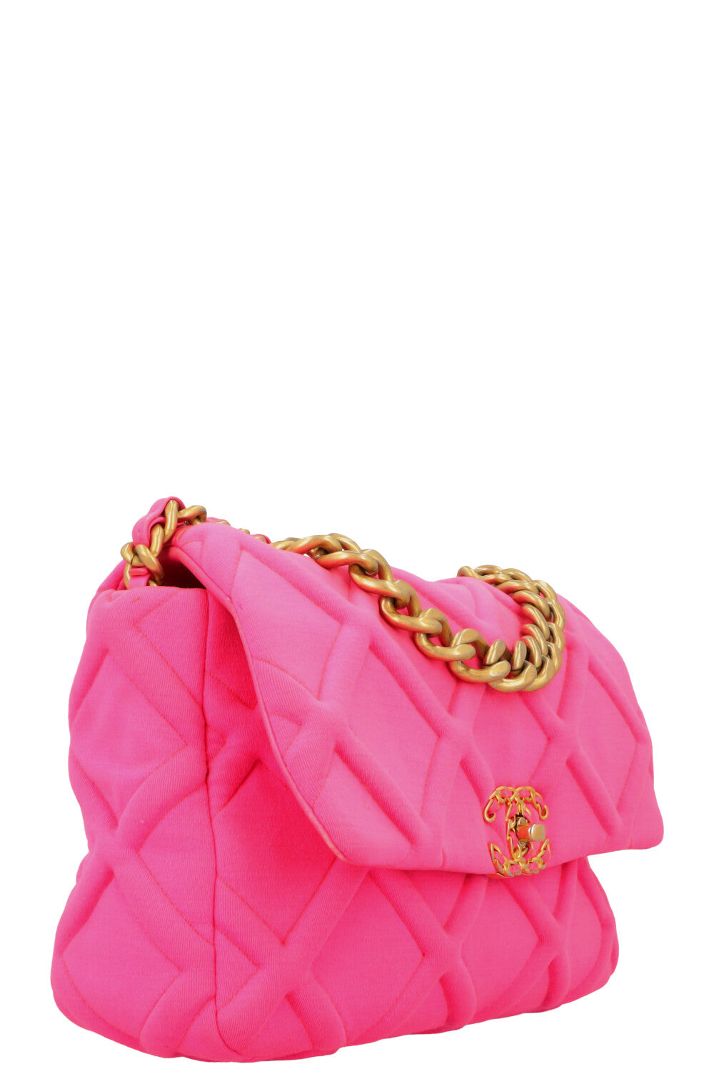 CHANEL 19 Medium Crossbody Bag Neon Pink Canvas REAWAKE