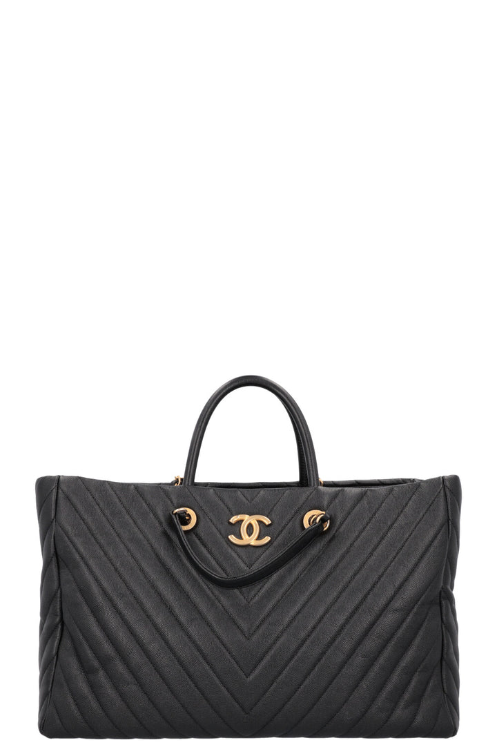 CHANEL Executive 2 Way Tote Bag Leather Black