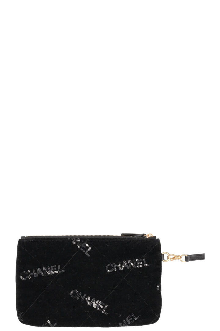 CHANEL 22 Medium Velvet Sequins Black