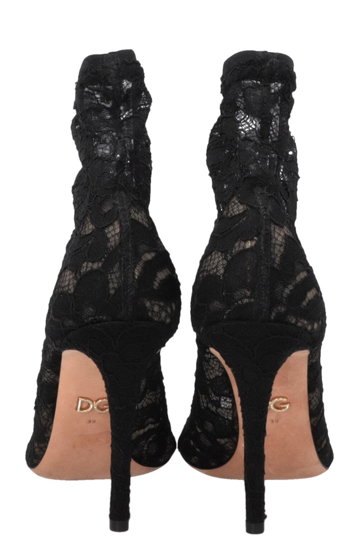 DOLCE&GABBANA Lace Sock Heels Black