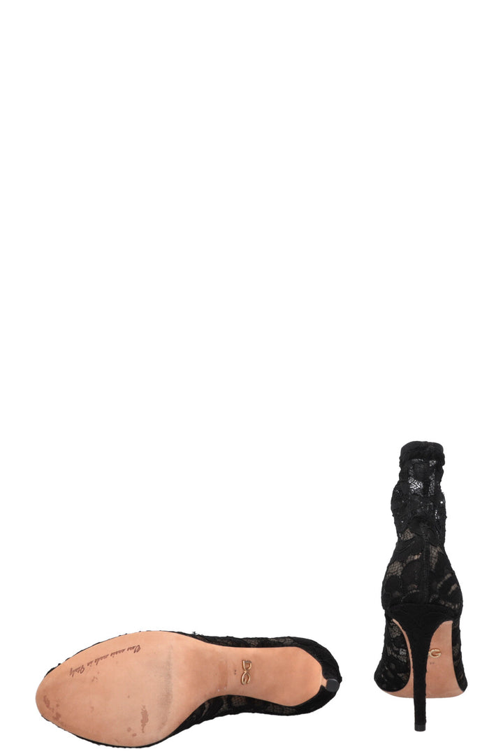 DOLCE&GABBANA Lace Sock Heels Black