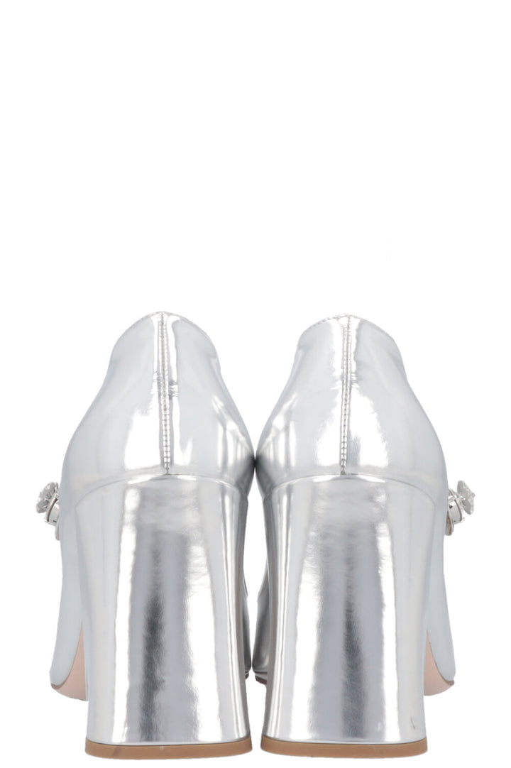 MIU MIU Mary Jane Crystal Heels Silver