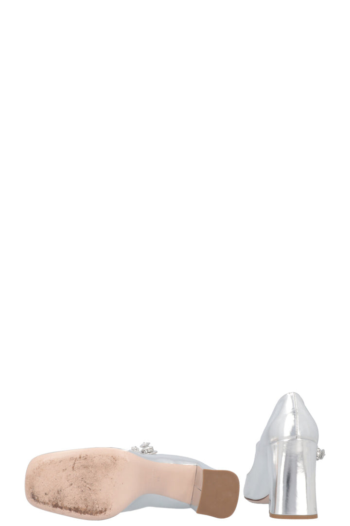 MIU MIU Mary Jane Crystal Heels Silver