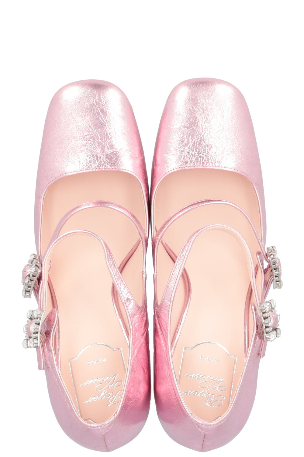 ROGER VIVIER Tres Vivier Babies Mini Metallic Pink Heels