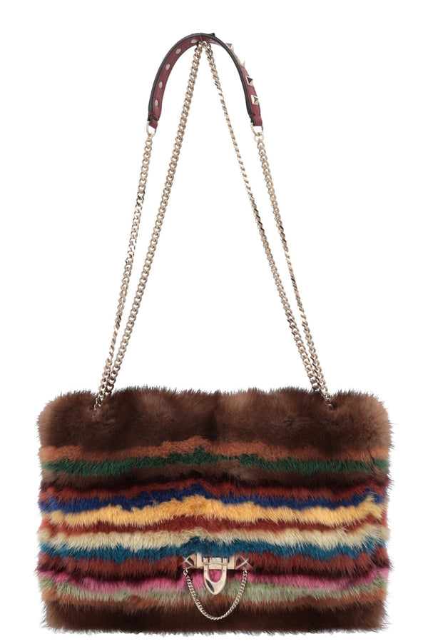 VALENTINO Mink Crossbody Bag Brown Multicolor