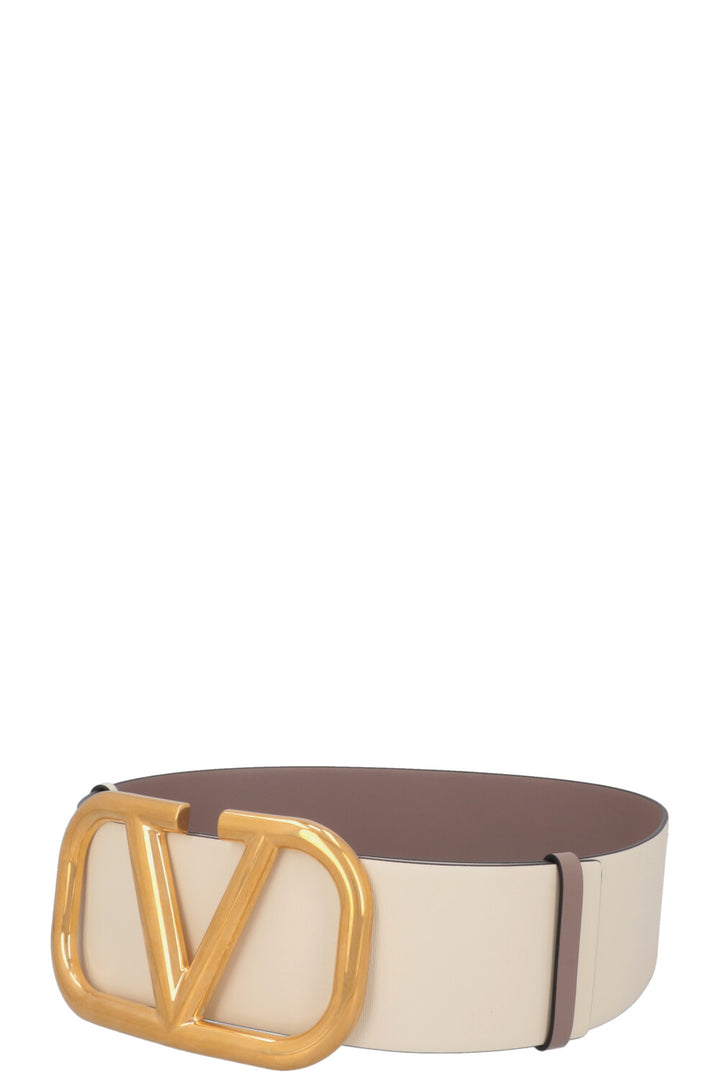 VALENTINO VLogo Waist Belt Ivory Nude