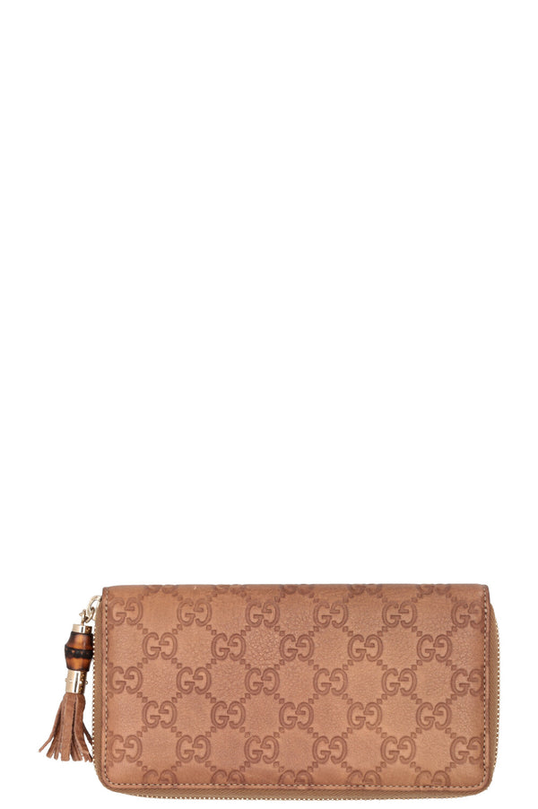 Portefeuille zippé GUCCI GG marron