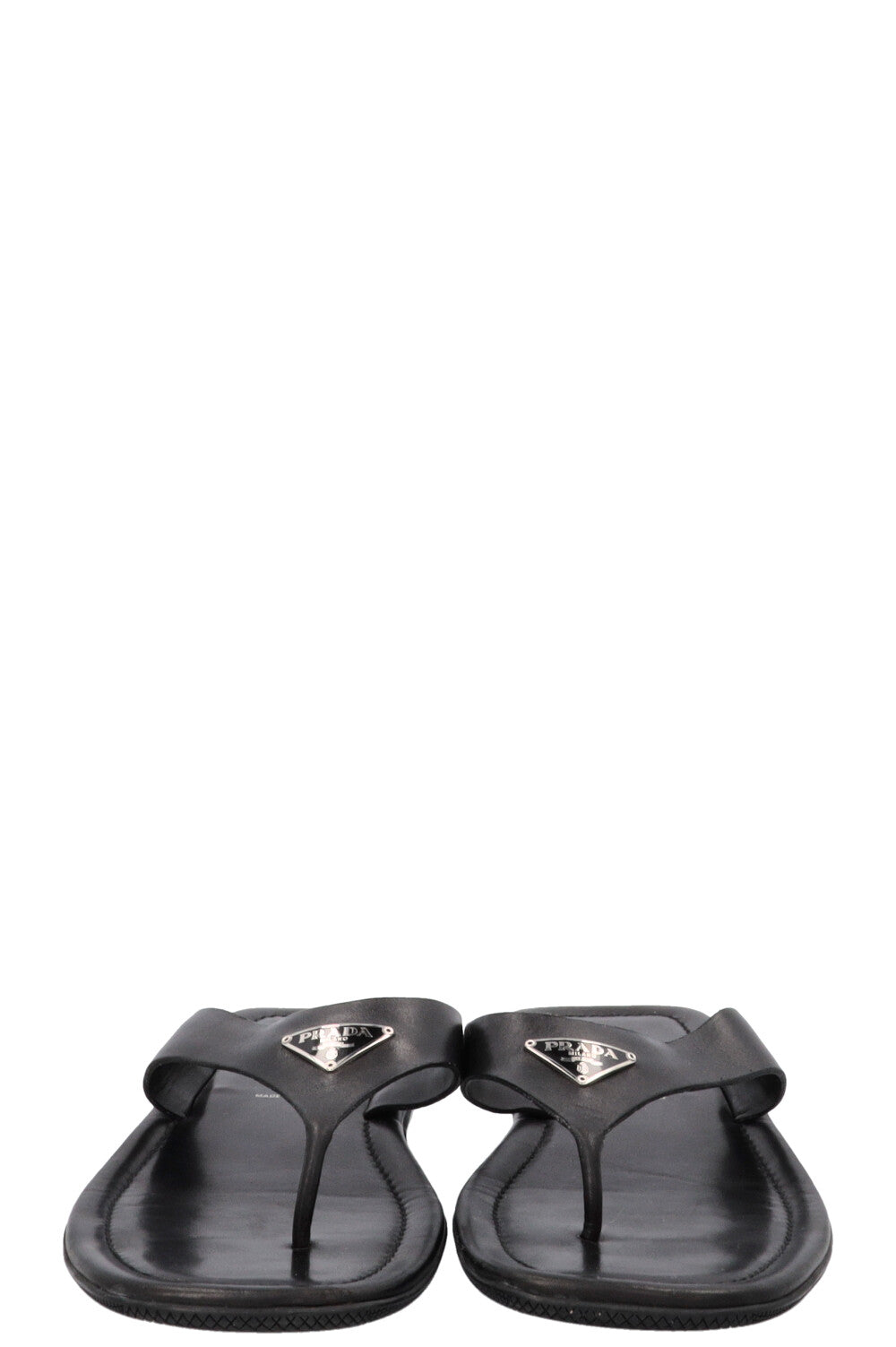 Sandales PRADA Logo Cuir Noir