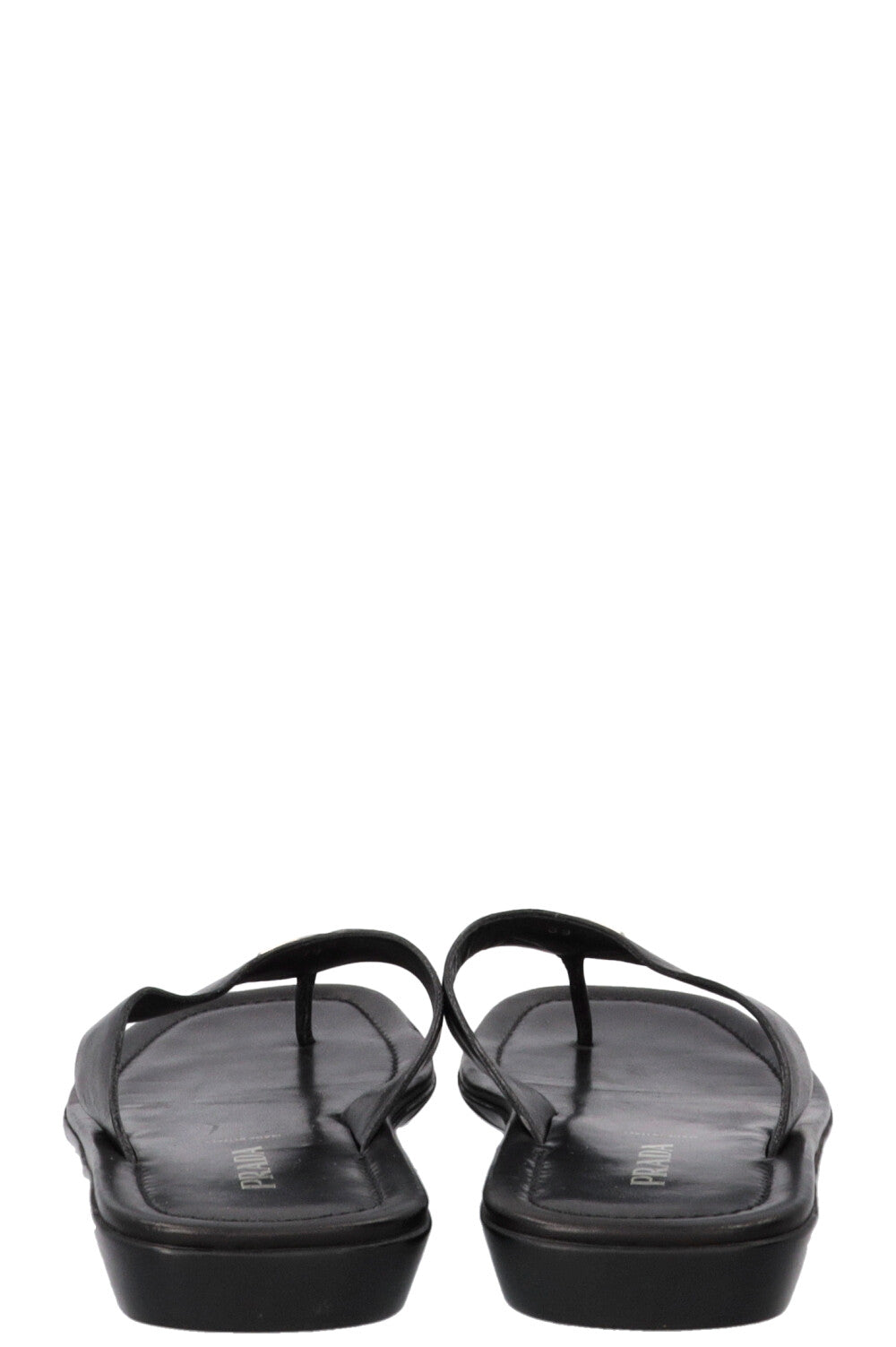 Sandales PRADA Logo Cuir Noir