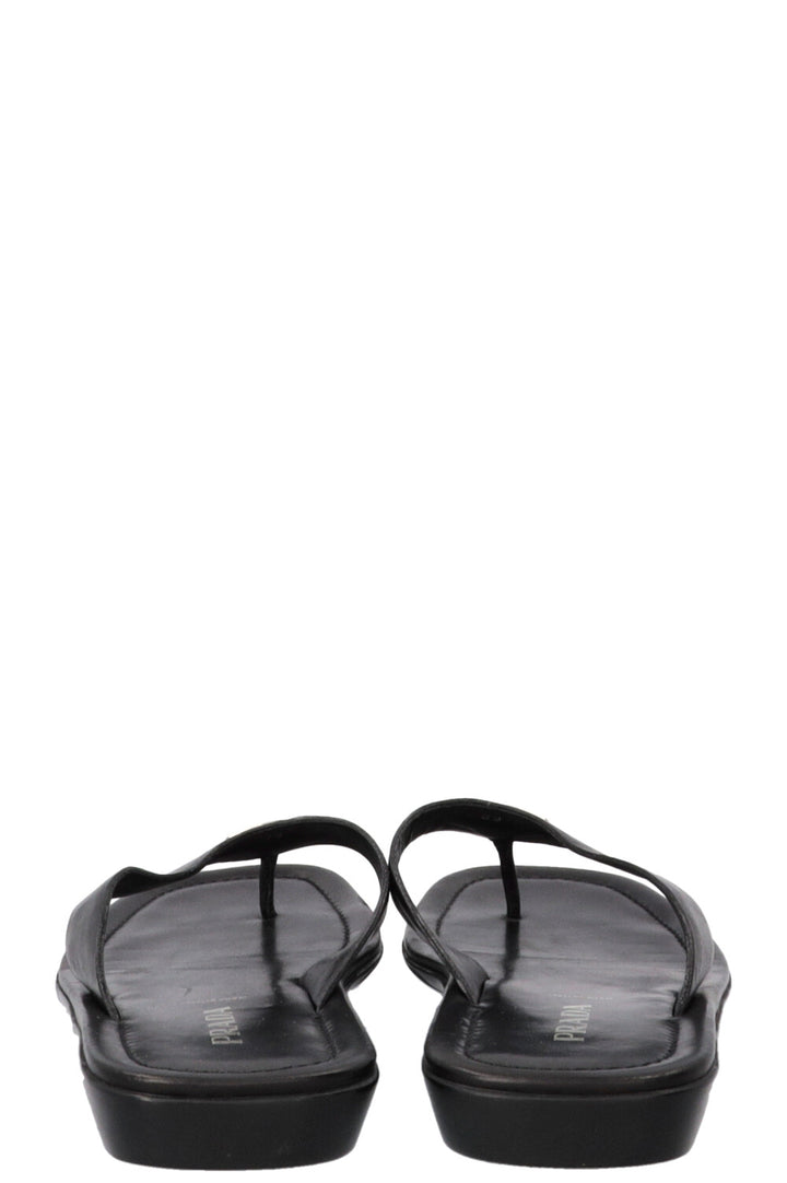 Sandales PRADA Logo Cuir Noir