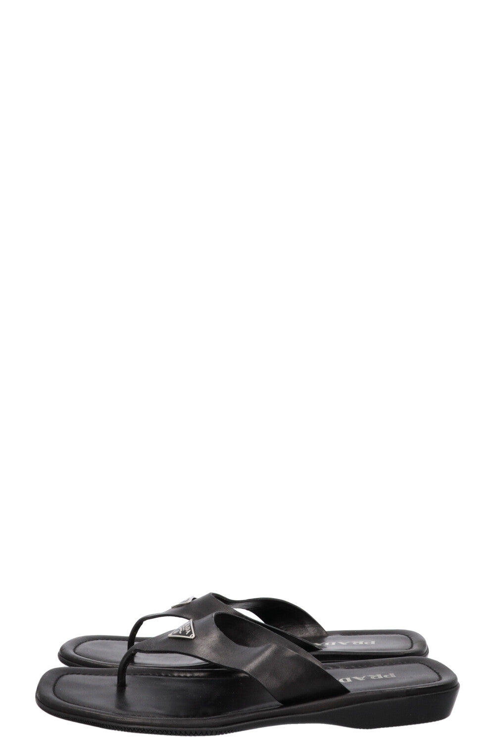 Sandales PRADA Logo Cuir Noir