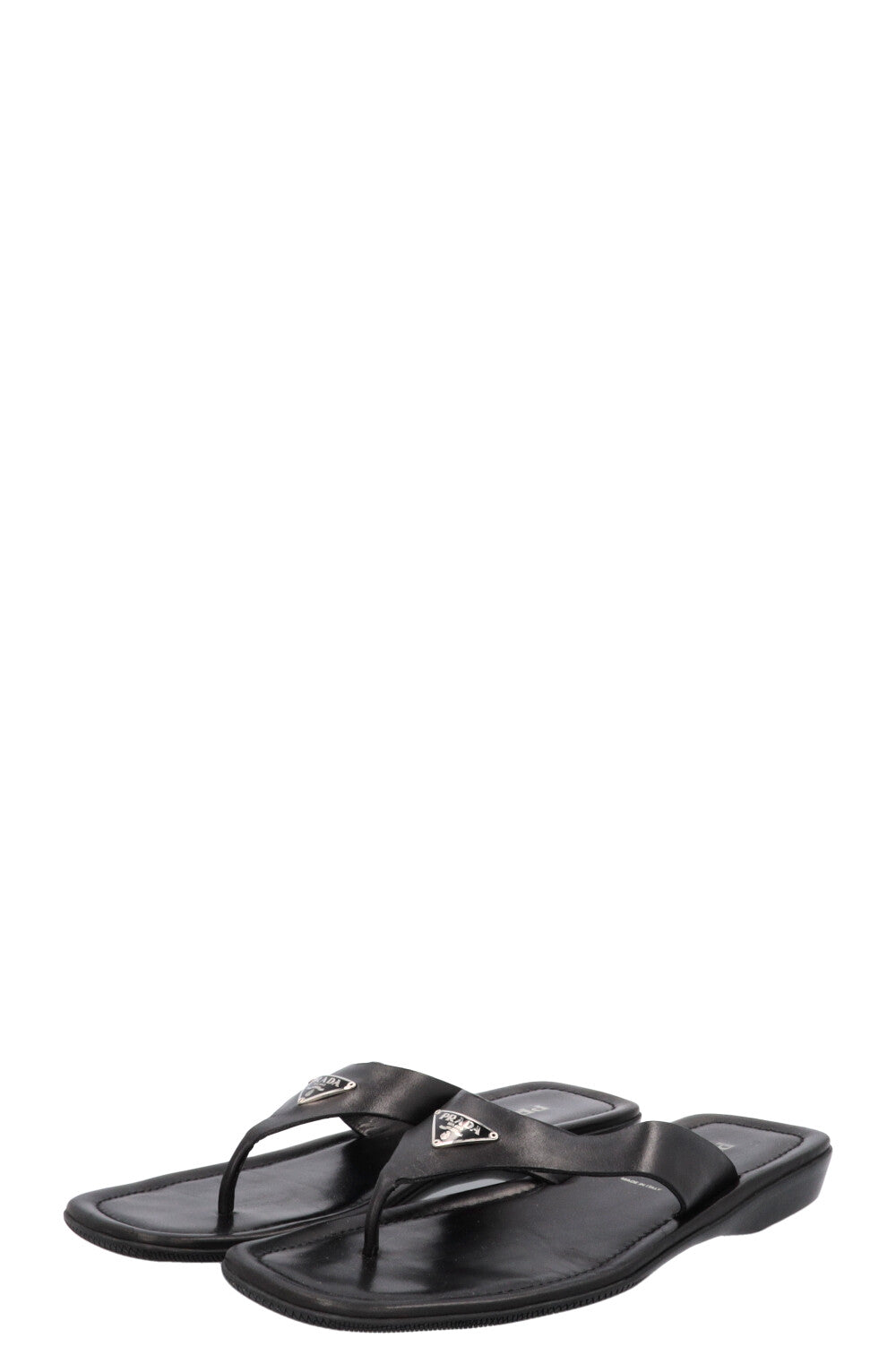 Sandales PRADA Logo Cuir Noir