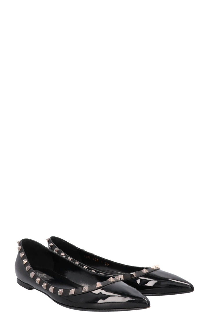 VALENTINO Rockstud Flats Patent Black