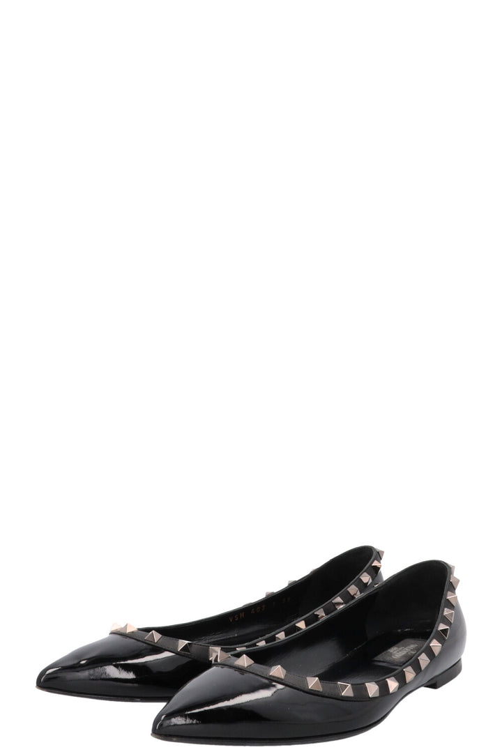 VALENTINO Rockstud Flats Patent Black