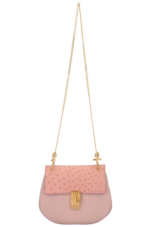 Sac bandoulière CHLOE Drew en autruche rose poudré