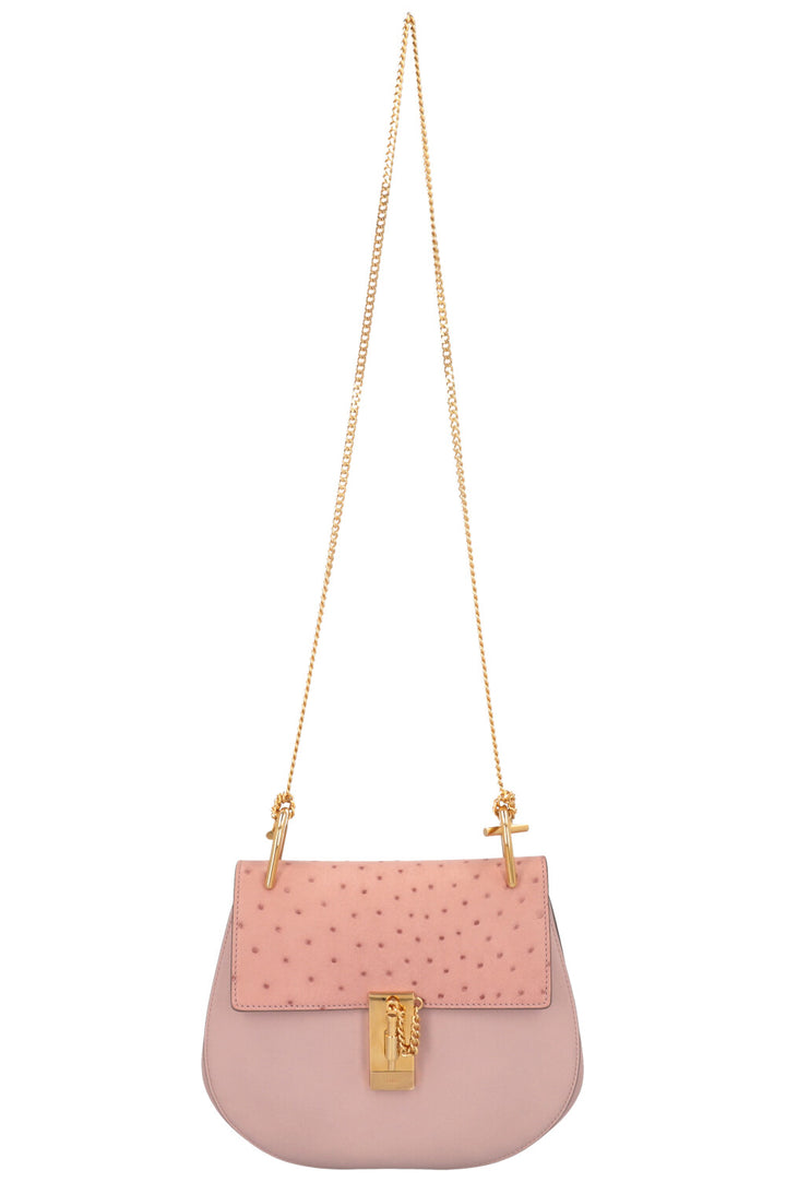 Sac bandoulière CHLOE Drew en autruche rose poudré