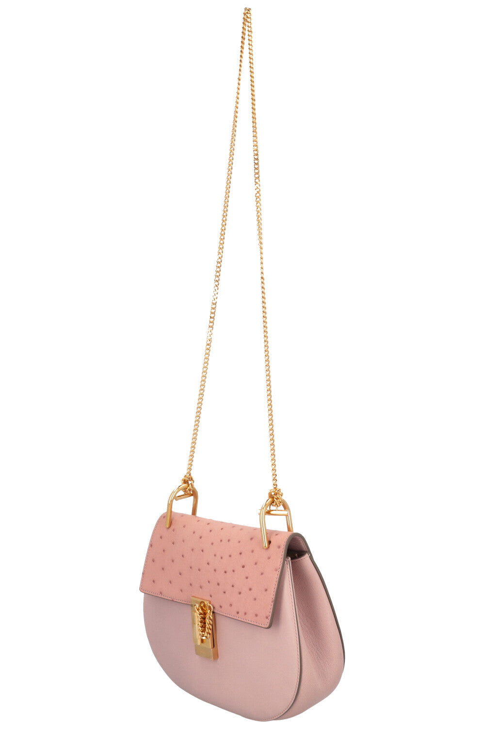 Sac bandoulière CHLOE Drew en autruche rose poudré