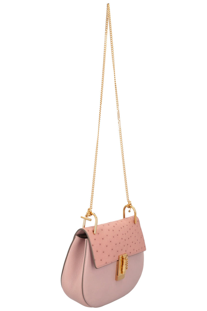 Sac bandoulière CHLOE Drew en autruche rose poudré
