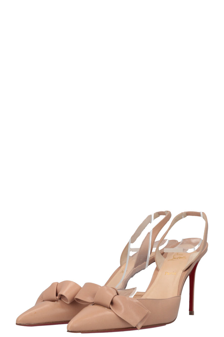 CHRISTIAN LOUBOUTIN Bow Slingback Heels Nude