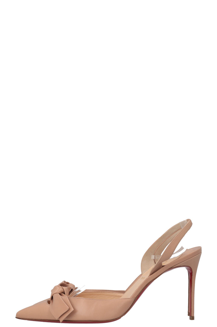 CHRISTIAN LOUBOUTIN Bow Slingback Heels Nude