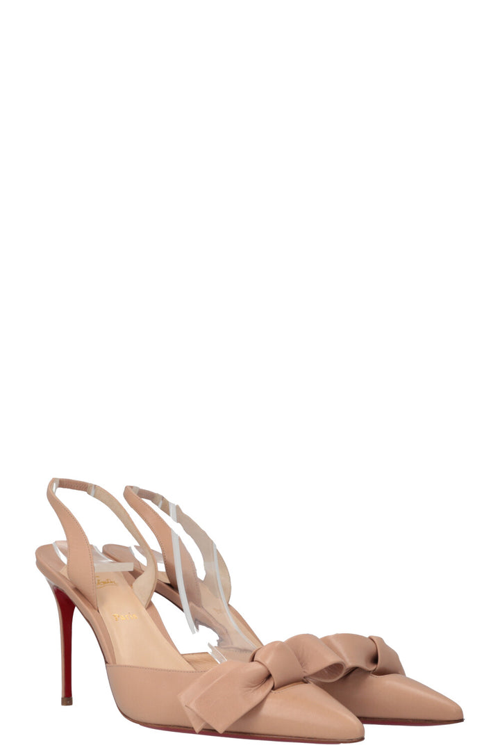 CHRISTIAN LOUBOUTIN Bow Slingback Heels Nude
