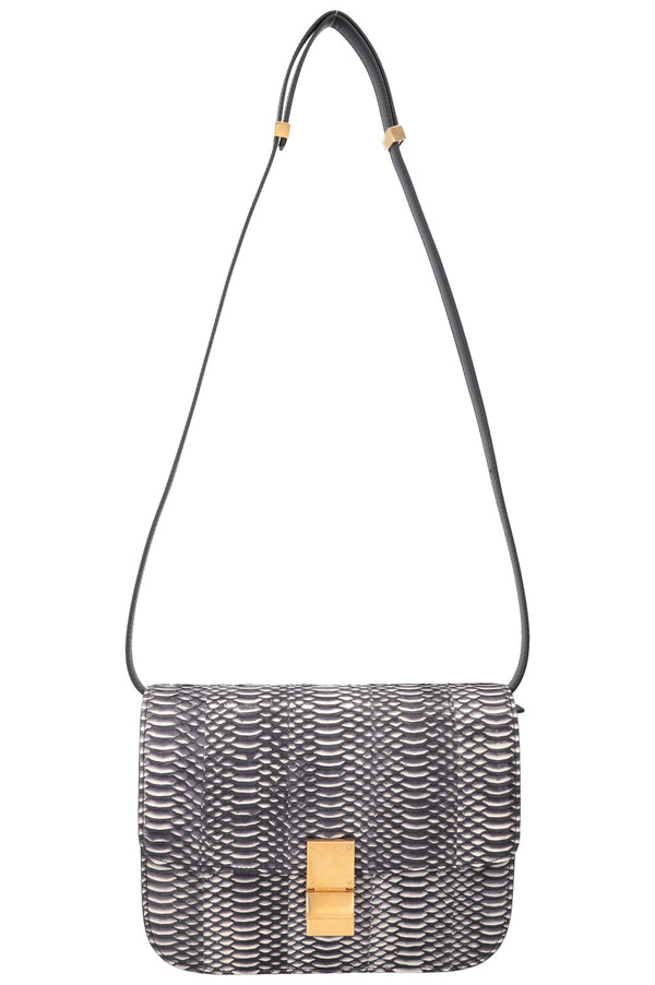 CELINE Classic Box Bag Python Navy White