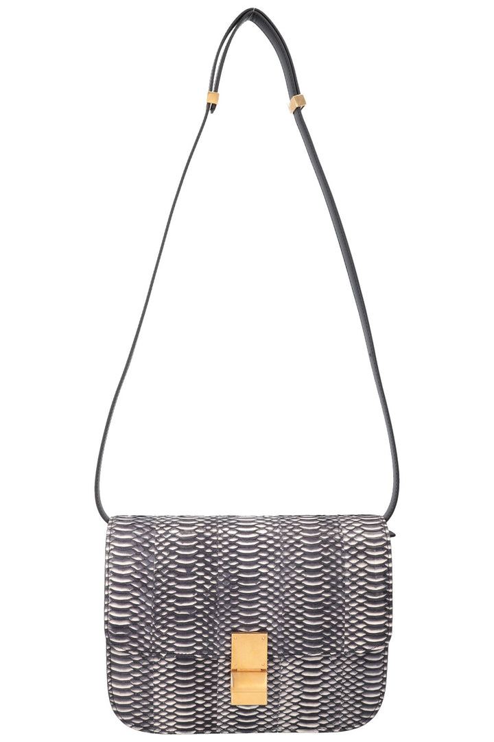 CELINE Classic Box Bag Python Navy White
