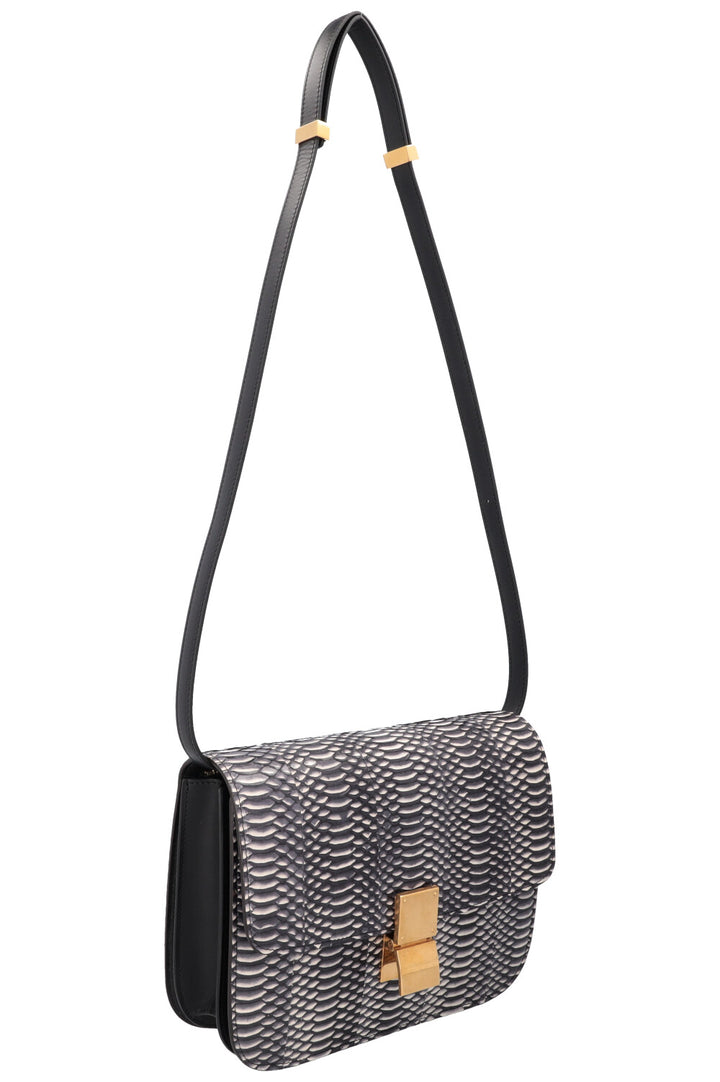CELINE Classic Box Bag Python Navy White