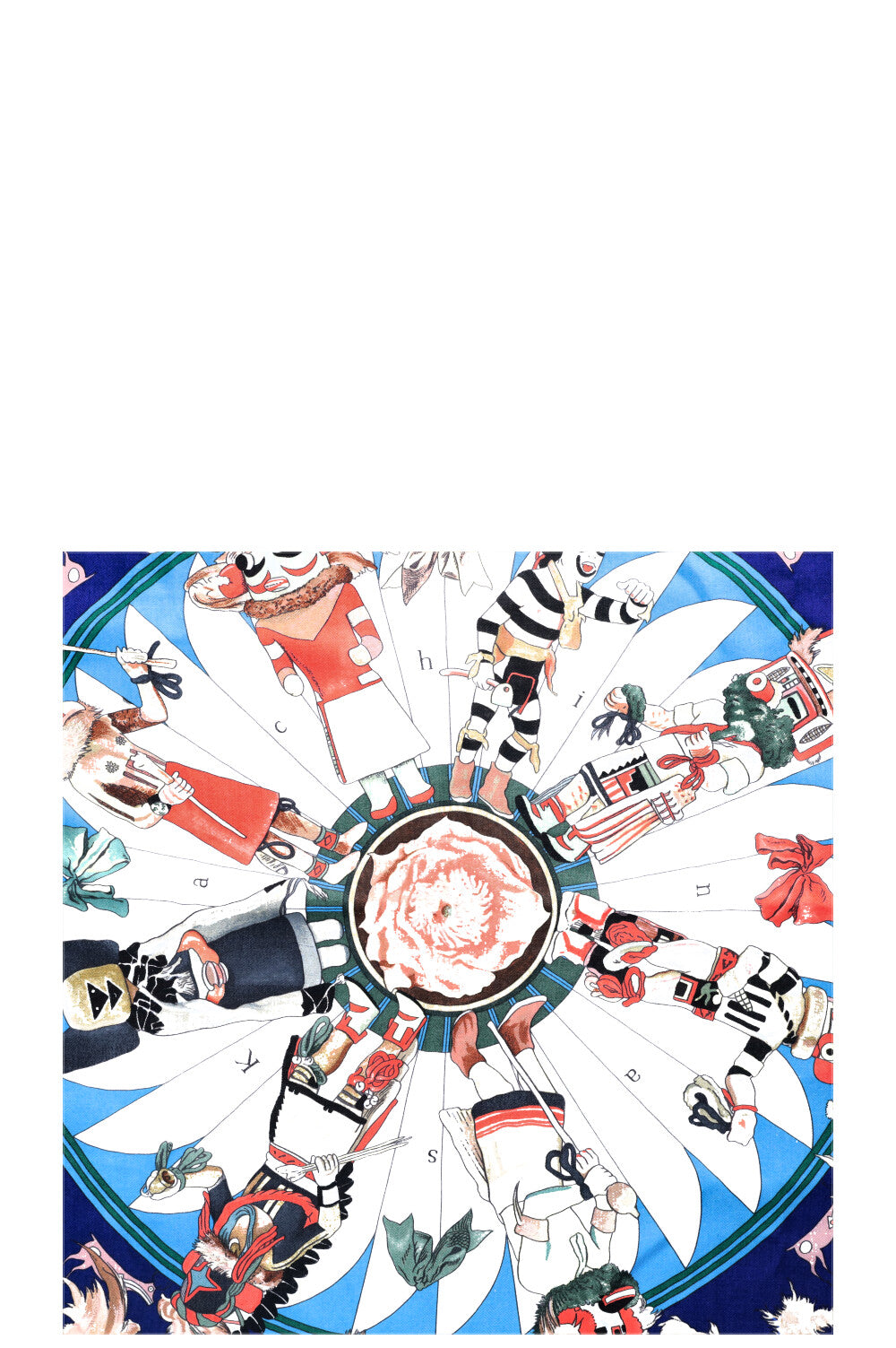 HERMÈS Kachinas Scarf 140 Cashmere Silk Multicolor