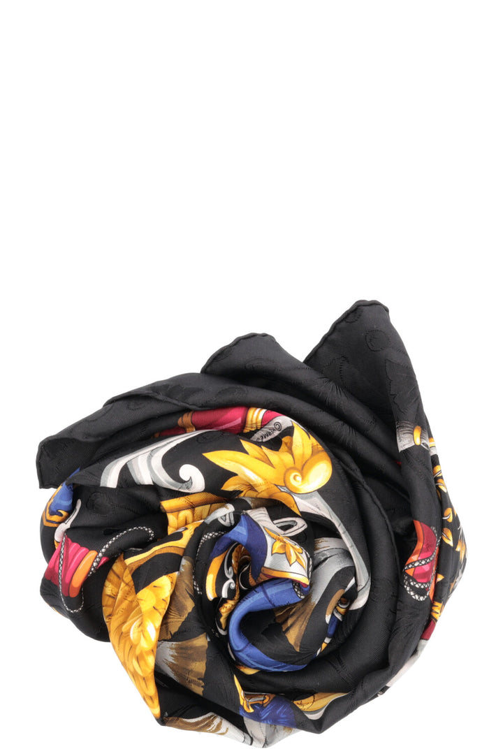 HERMÈS Princes du Soleil Levant Carré 90 Silk Black