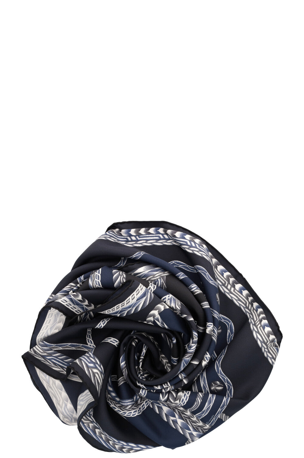 HERMÈS Coach Carré 90 Silk White Black Gold