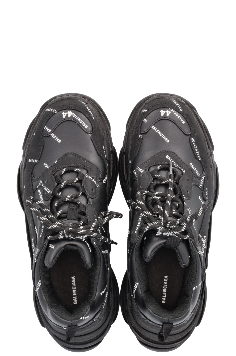 BALENCIAGA All Over Logo Triple S Black White – REAWAKE