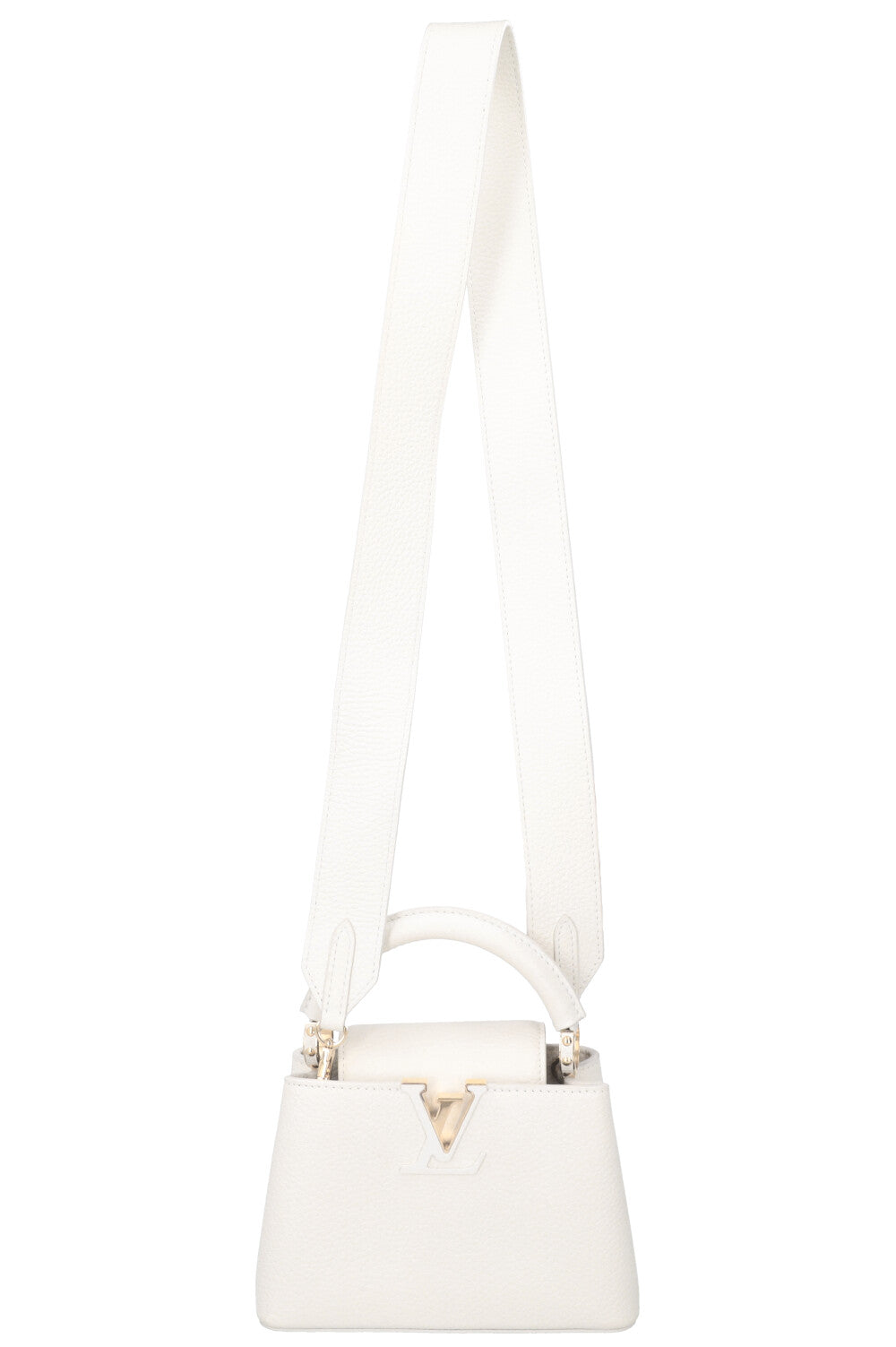 LOUIS VUITTON Capucines Mini Leather Snow White