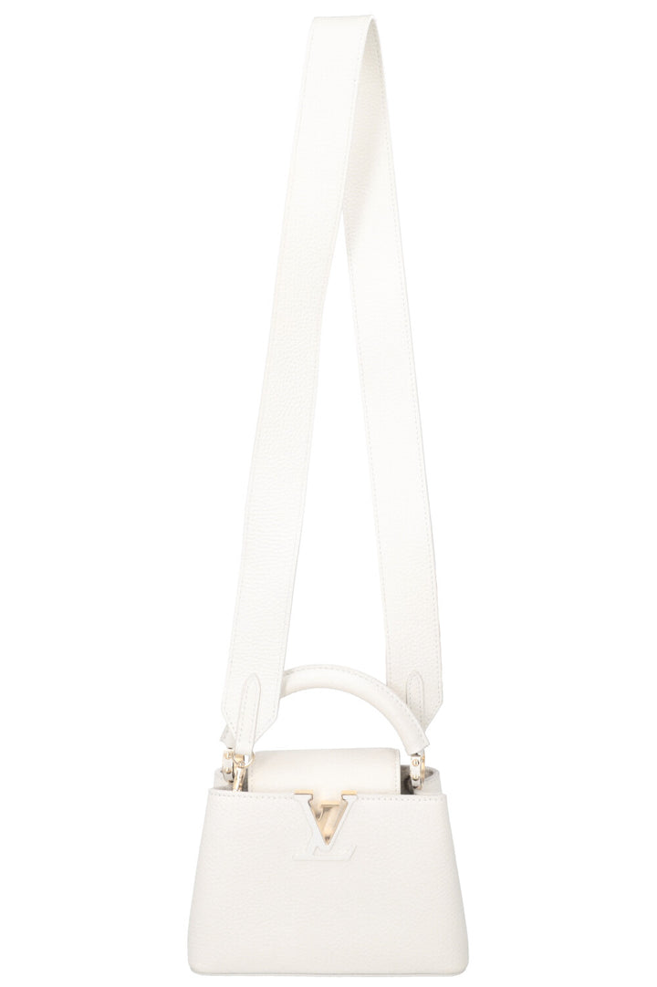LOUIS VUITTON Capucines Mini Leather Snow White