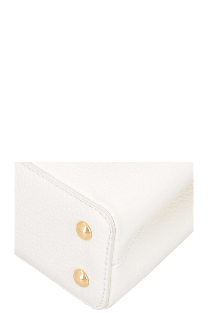 LOUIS VUITTON Capucines Mini Leather Snow White