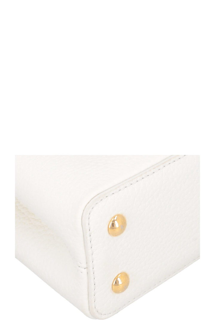 LOUIS VUITTON Capucines Mini Leather Snow White