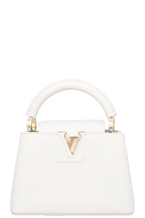 LOUIS VUITTON Capucines Mini Leather Snow White