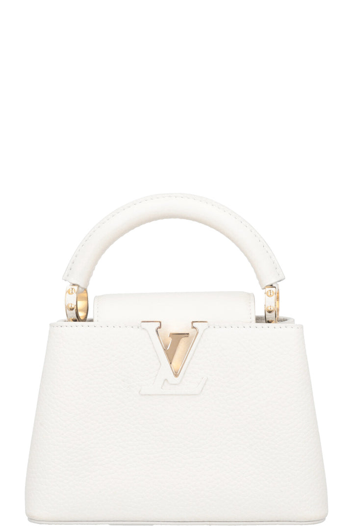 LOUIS VUITTON Capucines Mini Leather Snow White