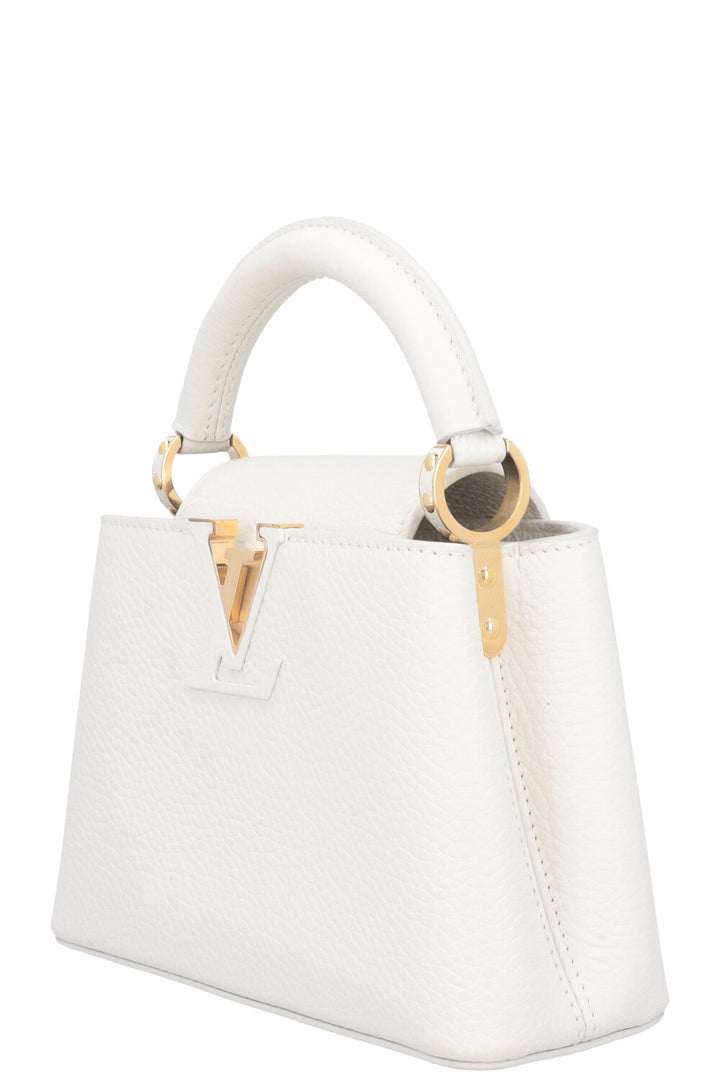 LOUIS VUITTON Capucines Mini Leather Snow White